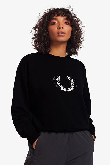 Dámské Mikiny Fred Perry Laurel Wreath Černé | CZ 1043DFMN